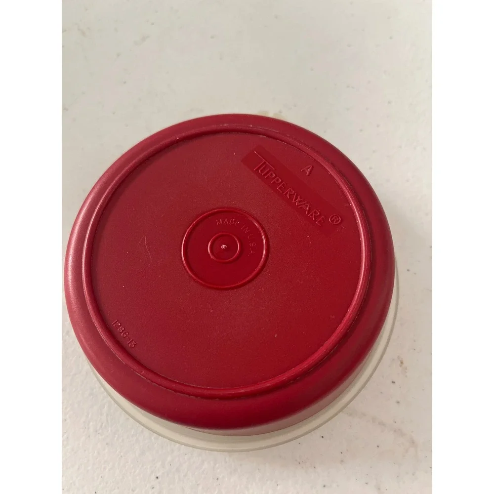 Vintage Tupperware Red Small Round Bowl with Lid 1286-13 Seal 215-23 USA